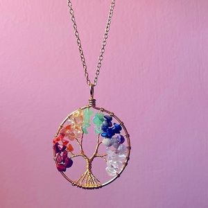 ✨host pick✨🆕Wired Wrapped Crystal Tree Necklace -Gold